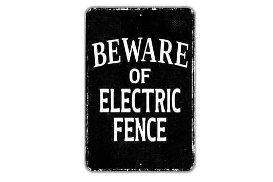 Beware of Electric Fence Sign – Rustic Metal Warning Sign for Farms, Ranches, or Barns, Livestock Safety Outdoor Fence Decor