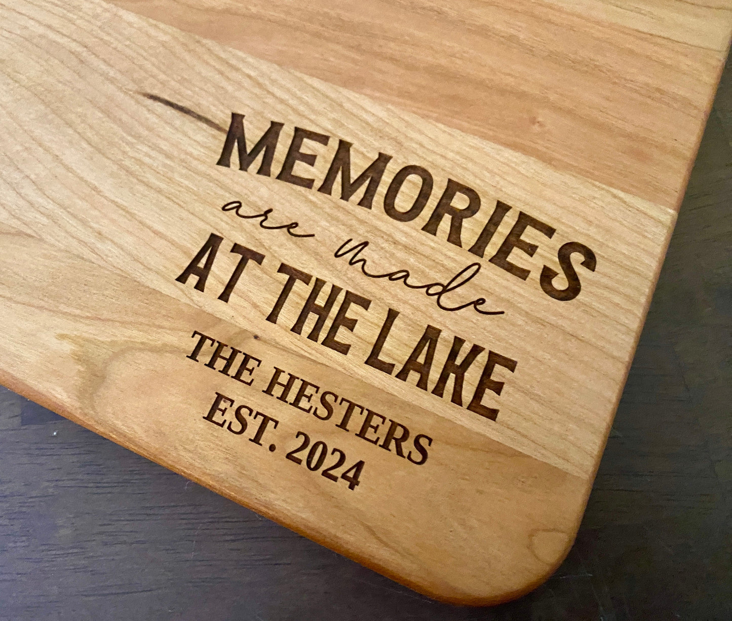 Memories Are Made At The Lake Engraved Cutting Board – Rustic Kitchen Decor, Lake House Gift, Personalized Charcuterie Board