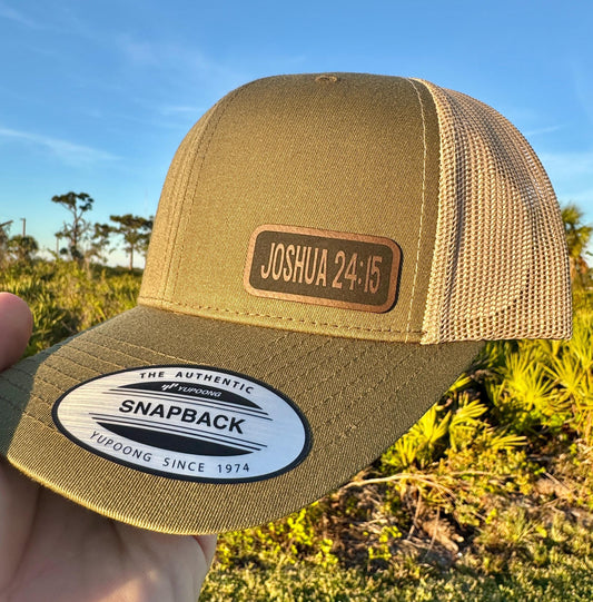 Joshua 24:15 Hat Snapback Trucker – Engraved Patch Christian Cap, “As for Me and My House” Bible Verse Hat, Faith Gift for Men