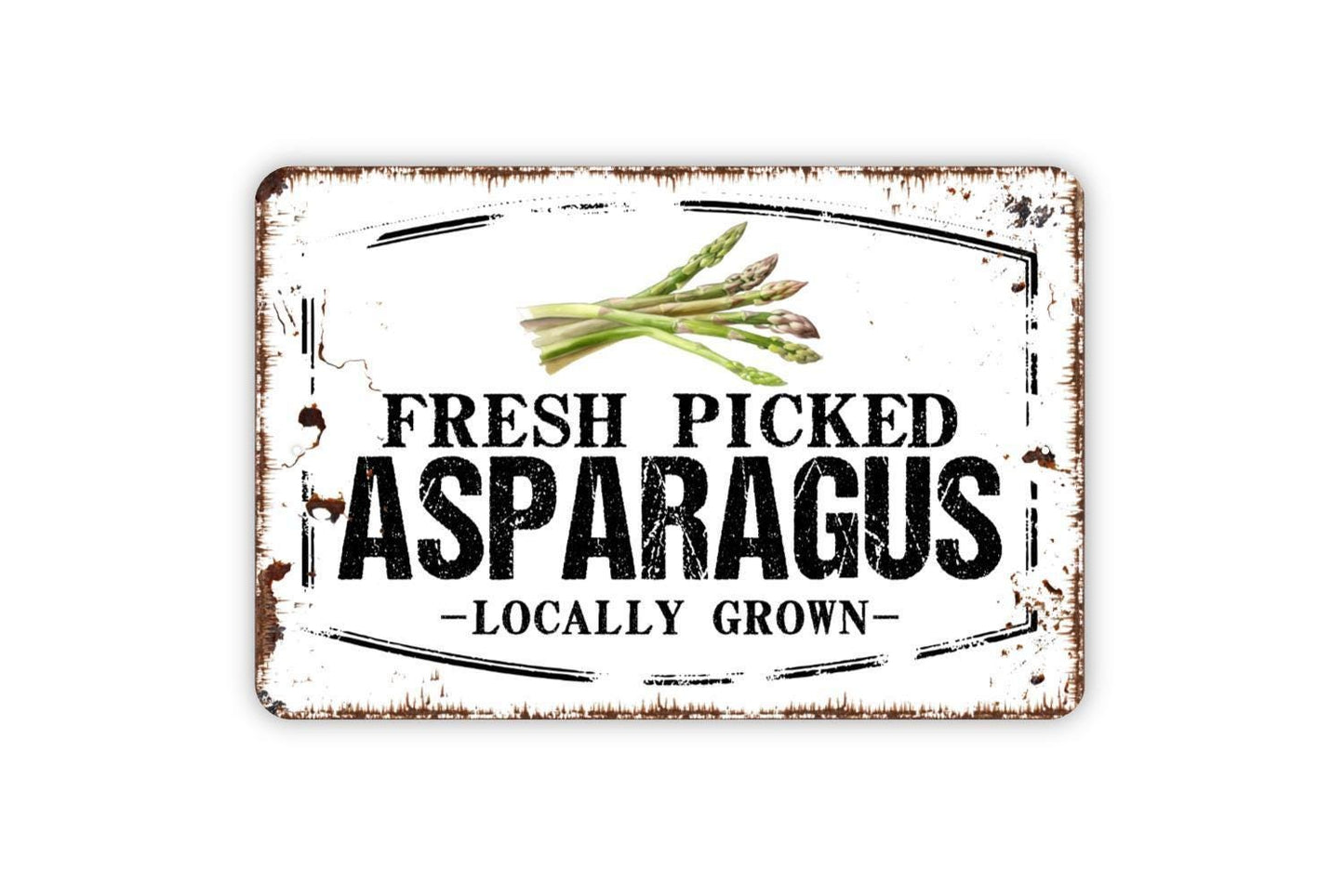 Fresh Picked Asparagus Locally Grown Sign - Farm Fresh Vegetables Farmers Market Metal Sign Wall Art Indoor Or Outdoor