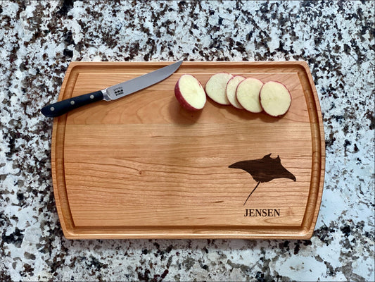 Stingray Cutting Board | Ocean Charcuterie Board | Custom Serving Tray | Personalized Beach House Gift | Wedding Anniv Gift