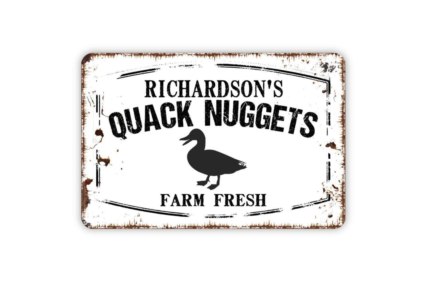 Personalized Quack Nuggets Sign - Custom Your Name Duck Goose Waterfowl Fresh Eggs Farm Metal Wall Art Indoor Or Outdoor