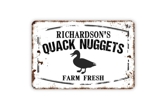 Personalized Quack Nuggets Sign - Custom Your Name Duck Goose Waterfowl Fresh Eggs Farm Metal Wall Art Indoor Or Outdoor