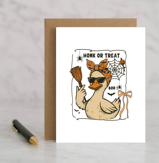 Honk or Treat Card – Funny Halloween Goose Card – Cute Spook