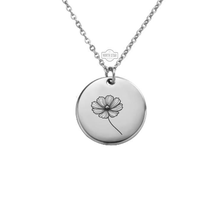 Cosmos Birth Flower Necklace – October Gold or Silver Floral Charm – Personalized Jewelry Gift – Dainty Flower – Keychain Available