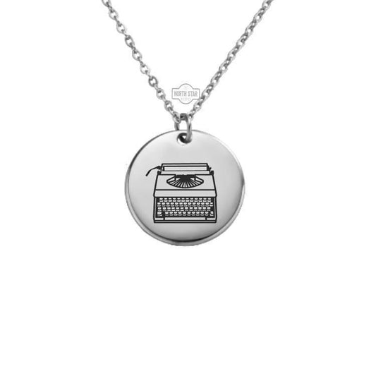 Typewriter Necklace or Keychain – Writer Gift for Her or Him, Personalized Vintage Office Jewelry in Gold or Silver