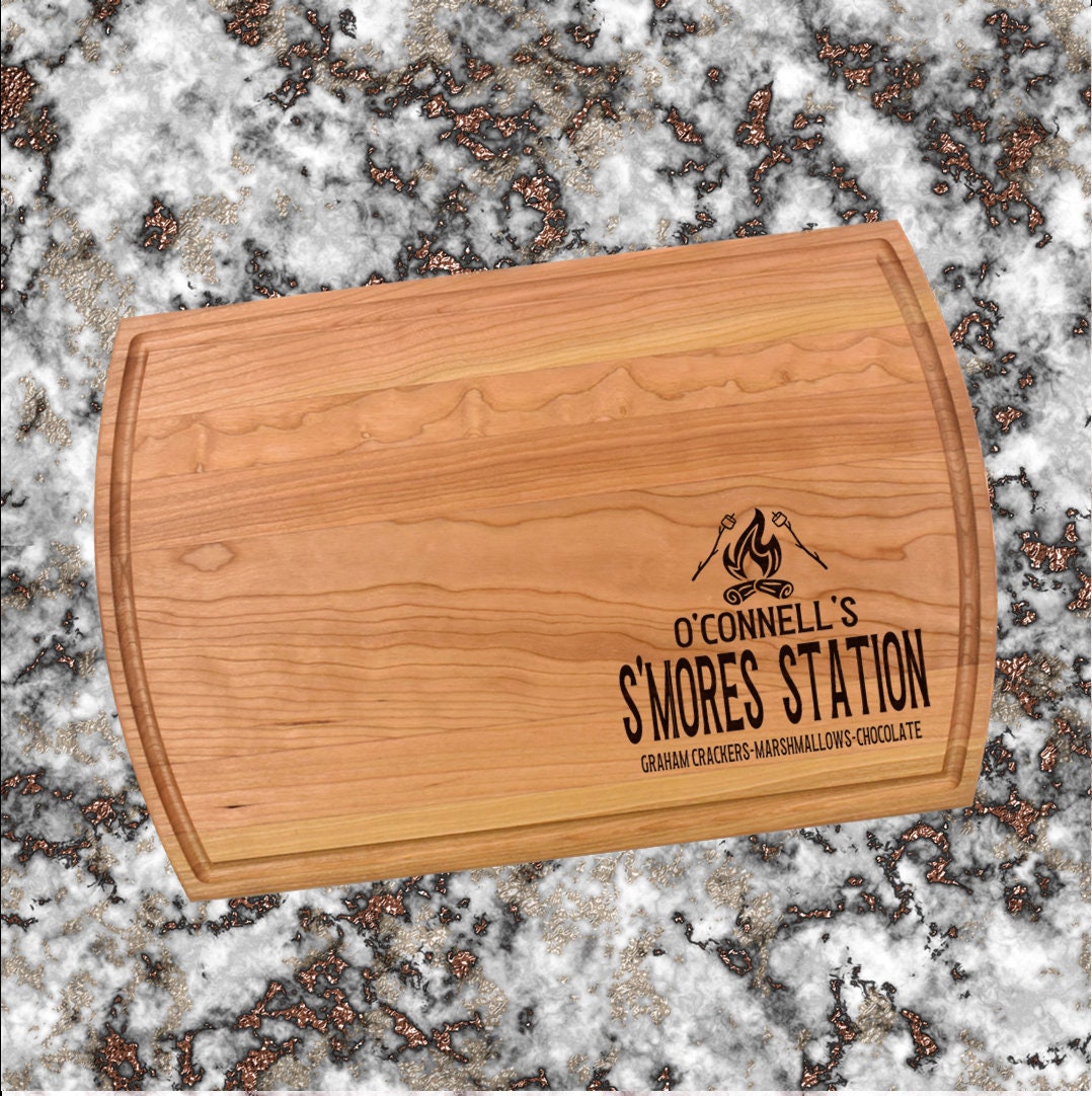 Personalized S'mores Station Cutting Board | S'mores Charcuterie Board | Custom Serving Tray | Personalized Smores Gift