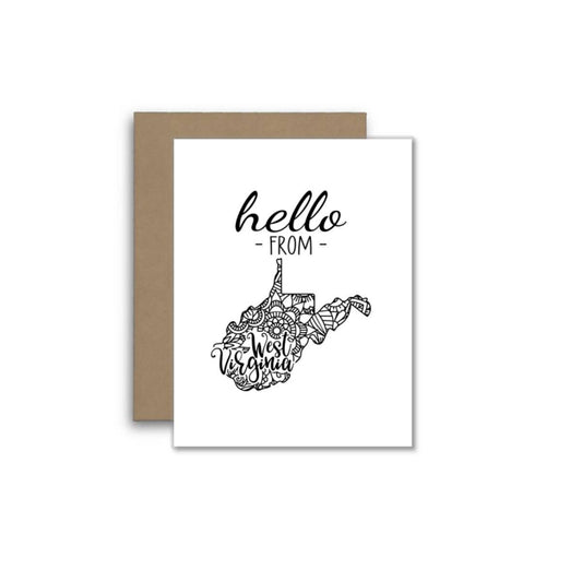 Hello from West Virginia Card – Boho Mandala State Outline