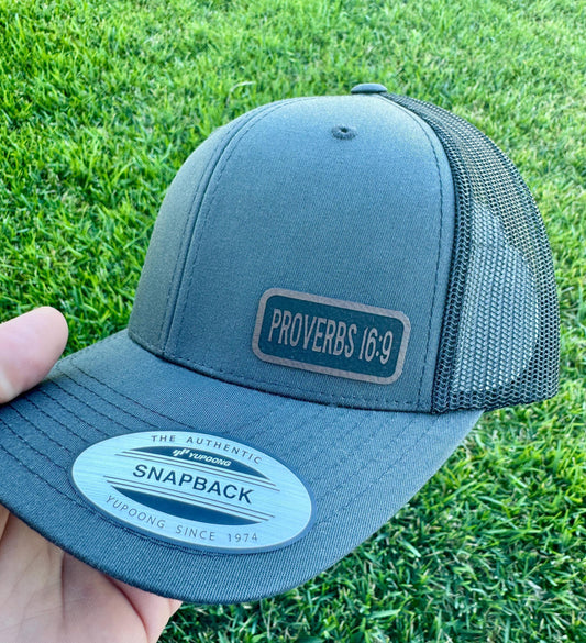 Proverbs 16:9  Trucker Hat – Bible Verse Snapback Cap, Christian Gift, The Lord Directs Steps Hat