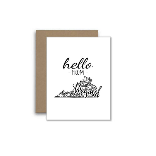 Hello from Virginia Card – Boho Mandala State Outline Design