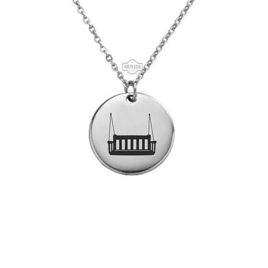 Porch Swing Necklace or Keychain – Personalized Relaxation or Country Life Gift in Gold or Silver, Peaceful Charm for Her or Him
