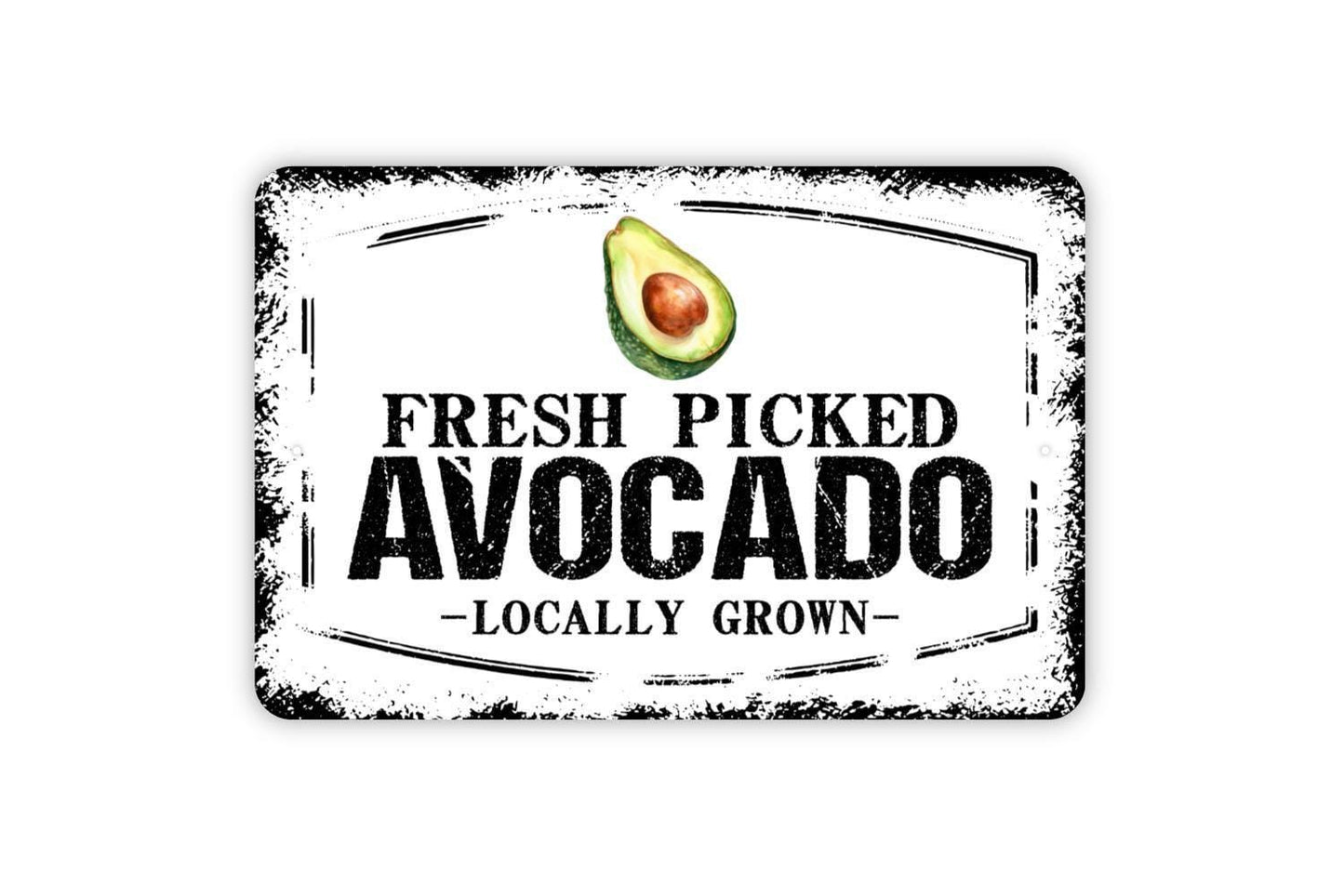 Fresh Picked Avocado Locally Grown Sign - Guacamole Fruit Metal Sign Wall Art Indoor Or Outdoor