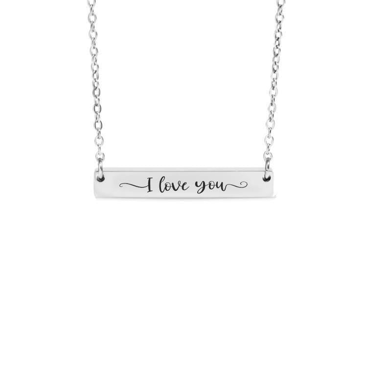 I Love You Bar Necklace or Keychain – Engraved Romantic Gift – Meaningful Jewelry for Partner, Family, or Friend