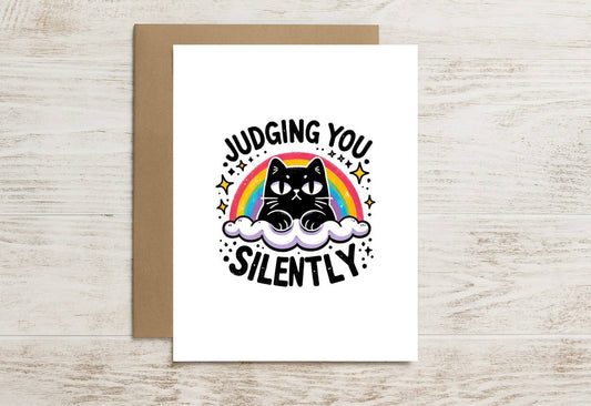 Funny Cat Card – Judging You Silently (Like Every Cat Does)