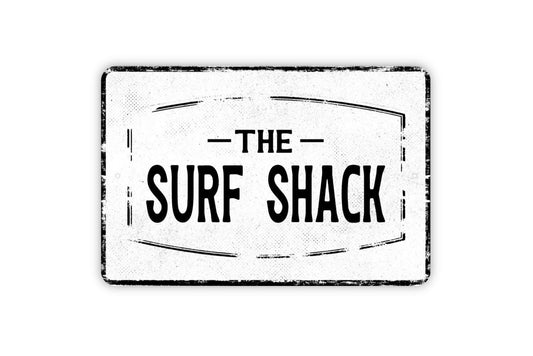 The Surf Shack Sign - Surfing Beach Ocean Metal Wall Art - Vinyl Sticker Decal Novelty Gift