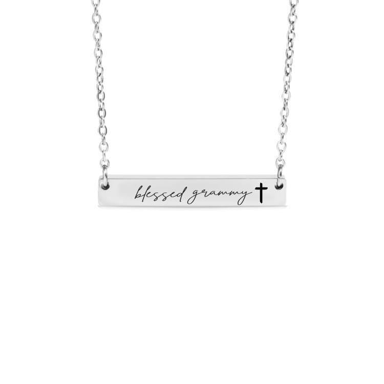 Blessed Grammy Bar Necklace or Keychain – Gift from Grandkids – Engraved Jewelry for Grammy – Sweet Grandma Keepsake