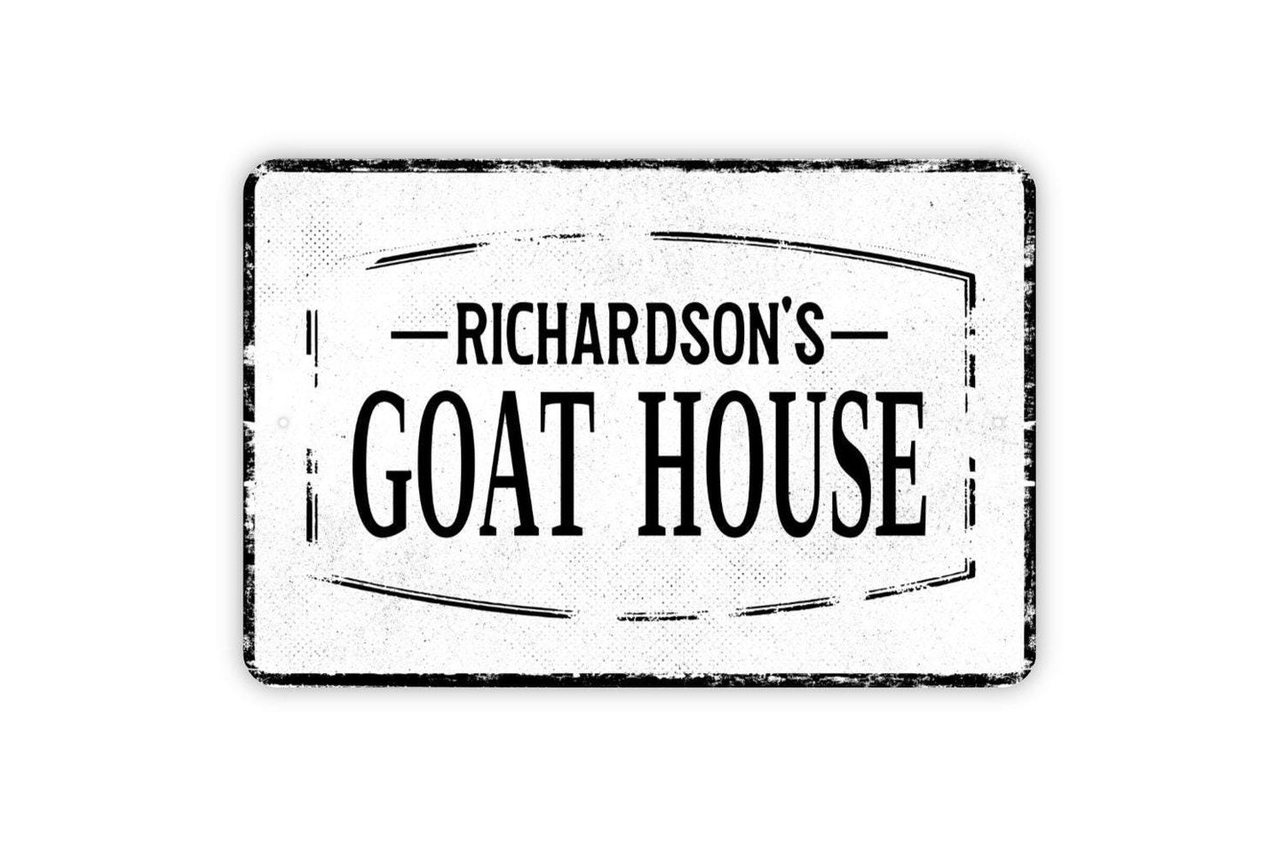 The Goat House Sign - Custom Personalized Metal Wall Art - Vinyl Sticker Decal Novelty Gift