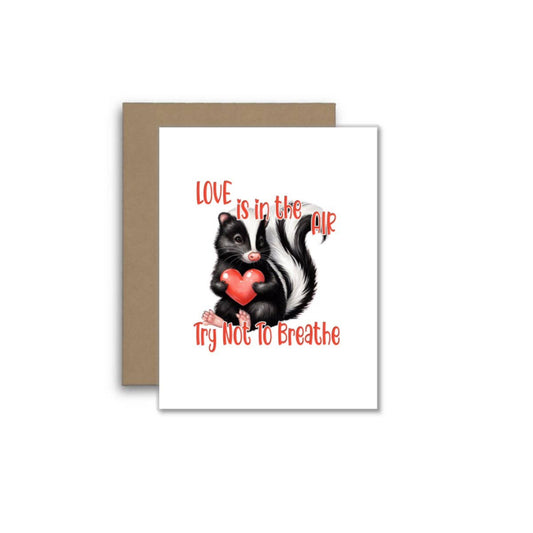 Love Is in the Air – Funny Skunk Pun Greeting Card