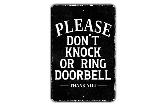 Please Don't Knock or Ring Doorbell Thank You Sign – Vintage Distressed Metal Porch Sign, Quiet Home Decor, No Soliciting, Do Not Disturb