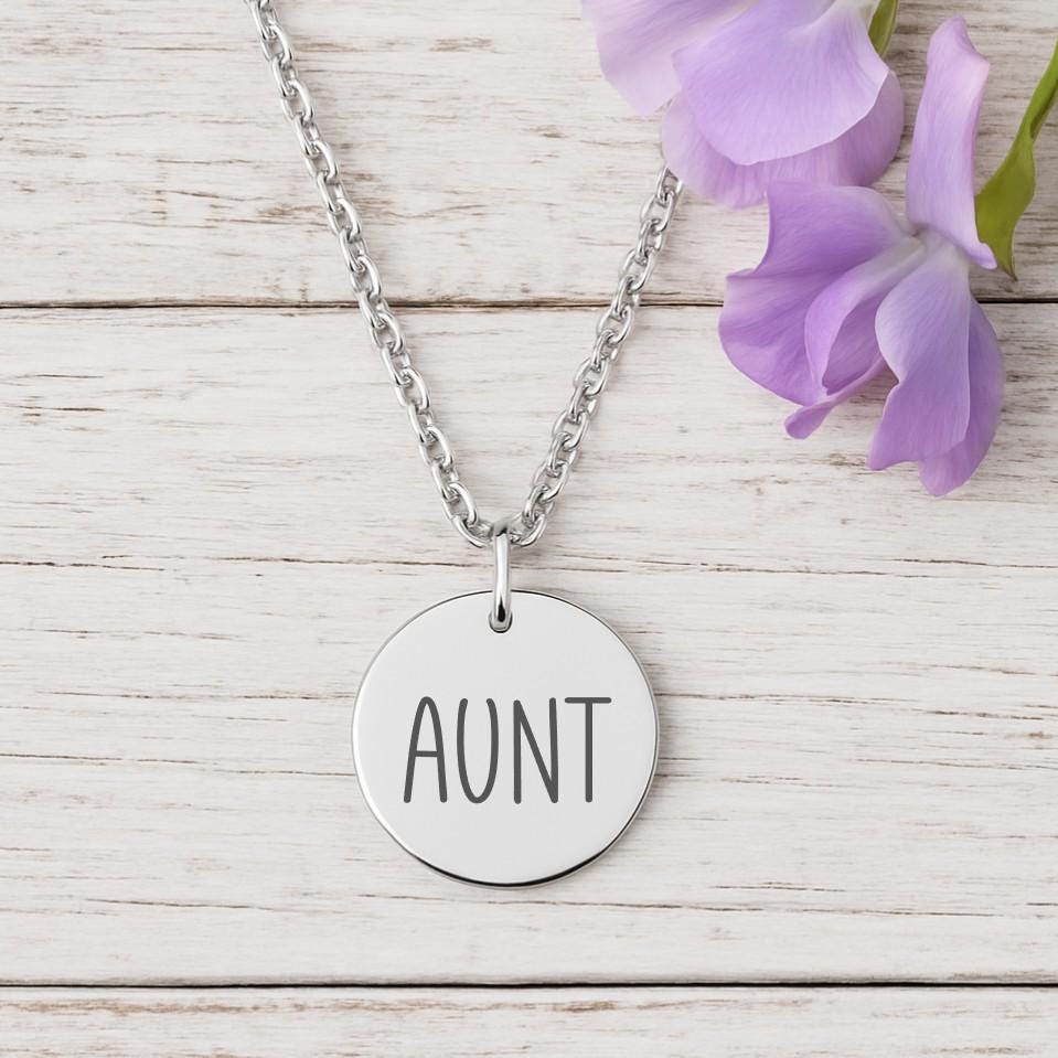 Personalized Aunt Necklace - Gift for Auntie Pregnancy Reveal Baby Announcement Gift - From Niece Or Nephew Gift - Auntie Gift