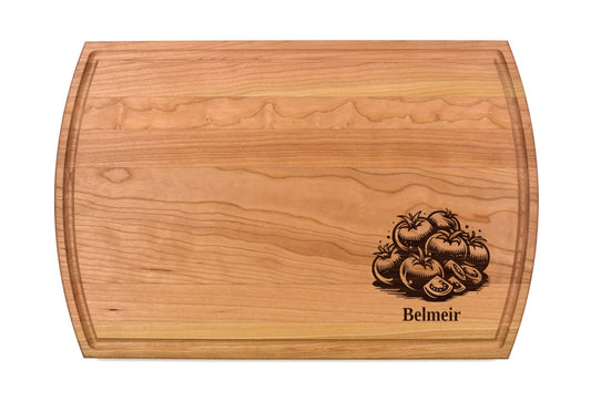 Tomato Engraved Cutting Board – Vegetable Kitchen Decor – Cherry, Walnut, or Bamboo Wood – Garden Lover Gift – Chef Charcuterie Board