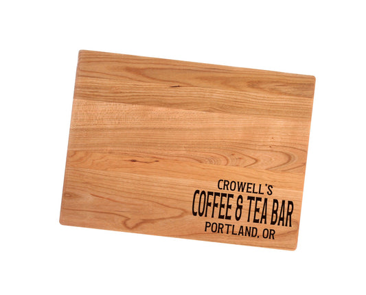 Personalized Coffee Tea Bar Cutting Board | Welcome To Our Coffee House Charcuterie Board | Custom Serving Tray | Personalized Tea Gift