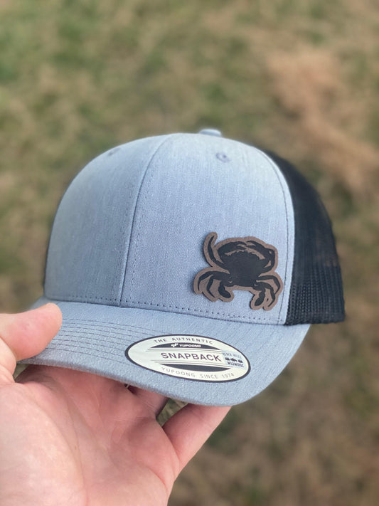 Crab  Trucker Hat – Snapback Cap for Beach & Sea Lovers, Coastal Style Gift, Ocean Life Hat with Rustic Crab Design