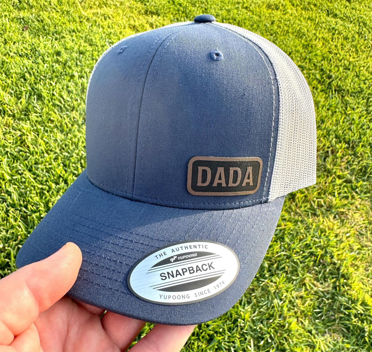 Dada  Trucker Hat – Rustic Snapback Cap for New Dads, Father’s Day Gift, Casual Hat with Engraved Dada Patch