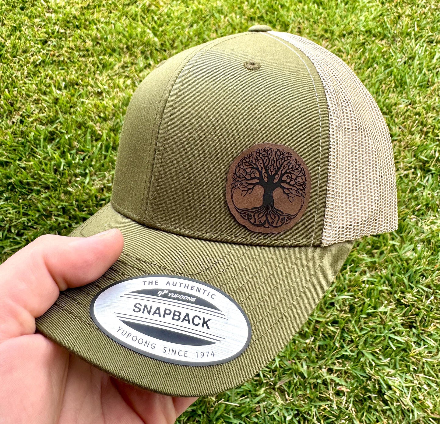 Tree of Life  Hat – Snapback Trucker Cap – Engraved Family Tree Design – Roots & Woods Inspired Hat – Nature Lover Gift