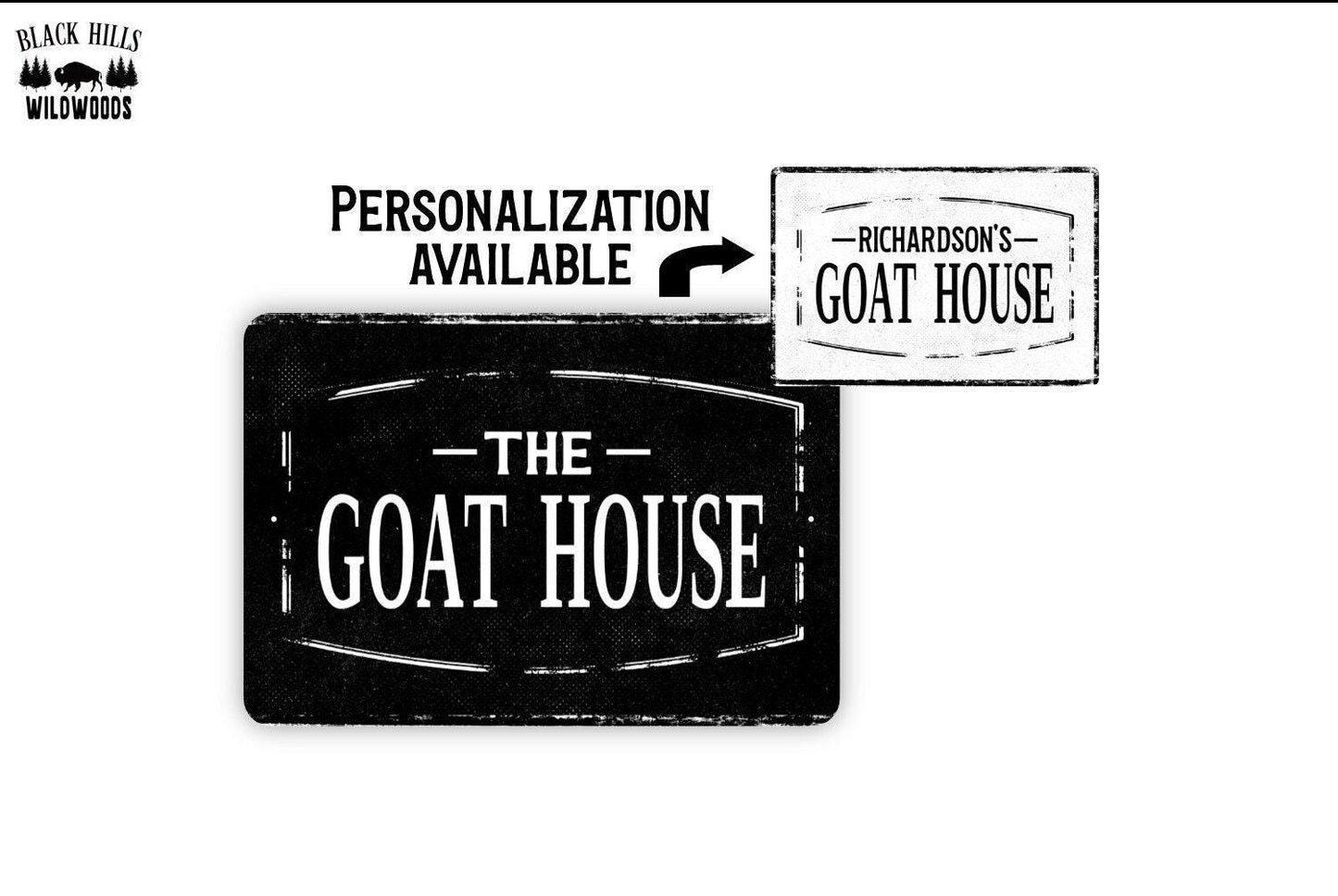 The Goat House Sign - Custom Personalized Metal Wall Art - Vinyl Sticker Decal Novelty Gift