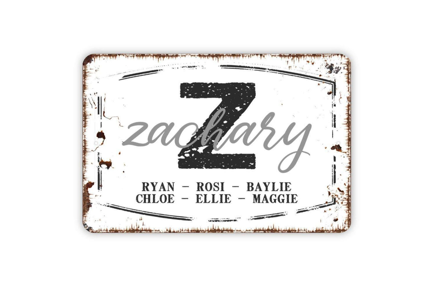 Personalized Family Monogram Names Sign - Custom Metal Indoor or Outdoor Wall Art