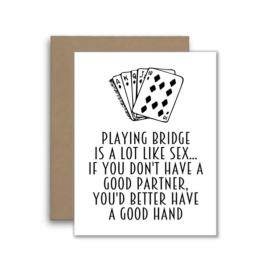 Funny Bridge Card – “Bridge Is Like Sex…” – Dirty Minded Car