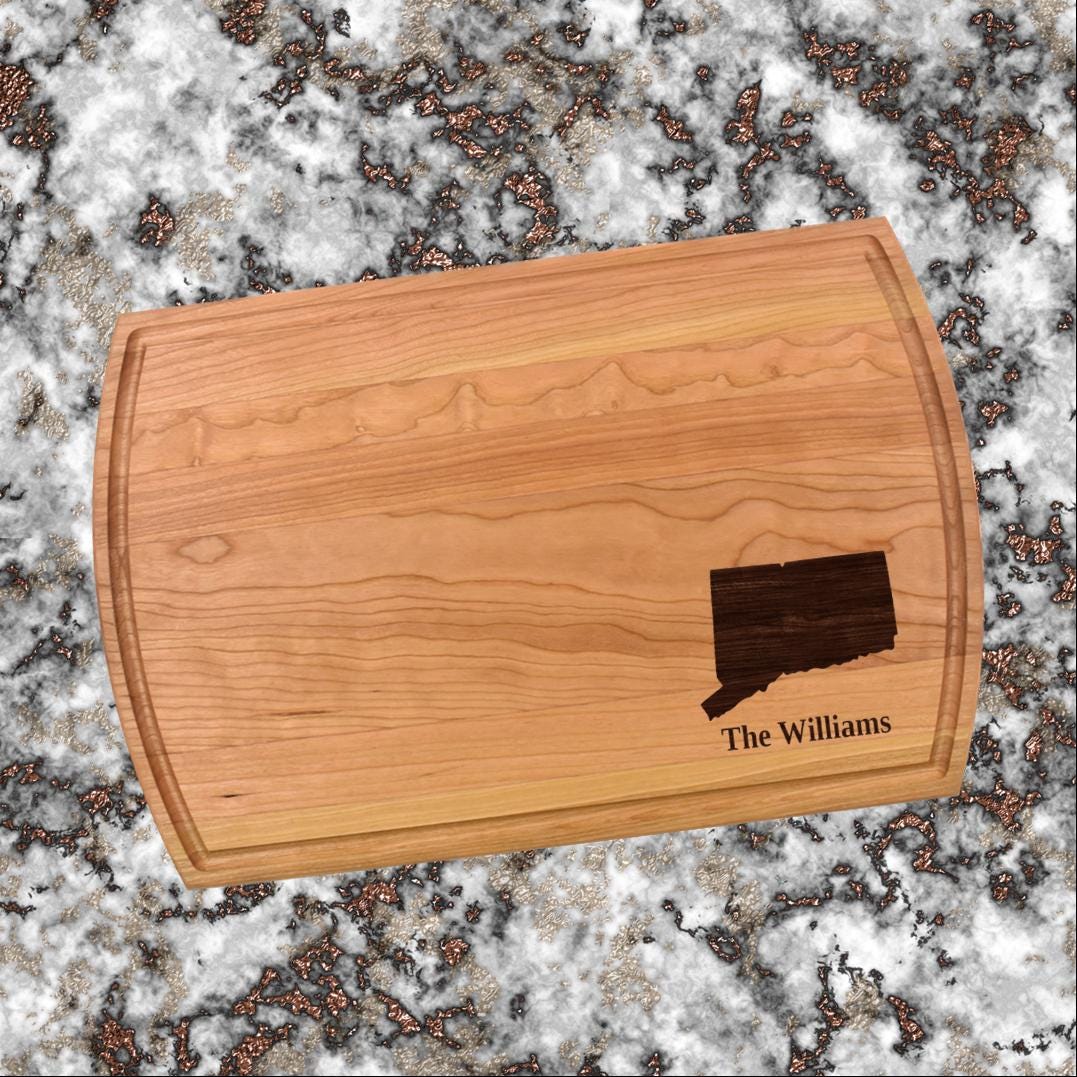 Connecticut State Outline Cutting Board – Engraved Wood Board, State Pride Gift, Personalized Kitchen Decor, CT Housewarming Gift
