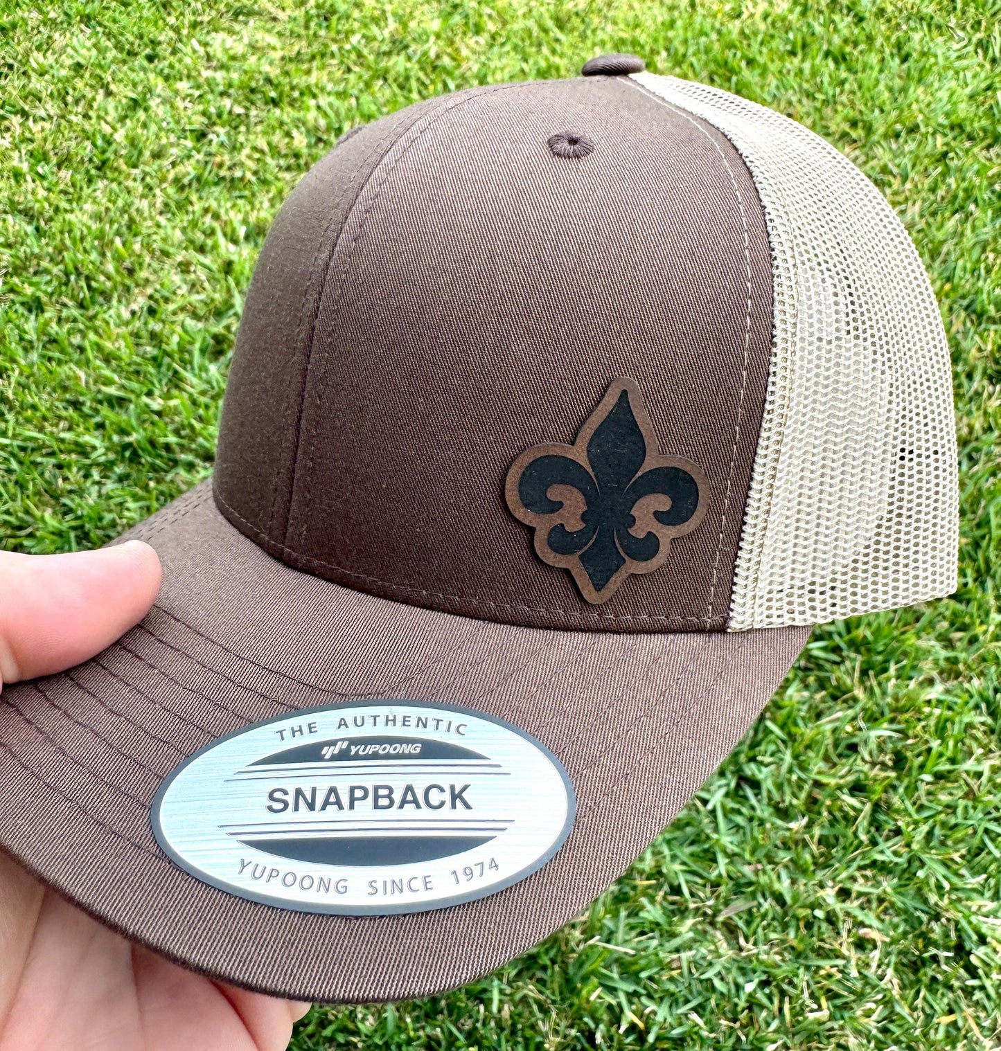 Fleur De Lis Hat – Snapback Trucker Hat with Engraved Patch, French Symbol Cap, New Orleans Style Gift, Rustic Everyday Wear