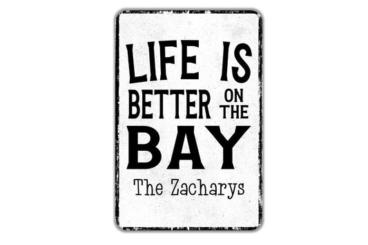 Life Is Better On The Bay Personalized Sign - Name Metal Wall Art - Custom Name Sign