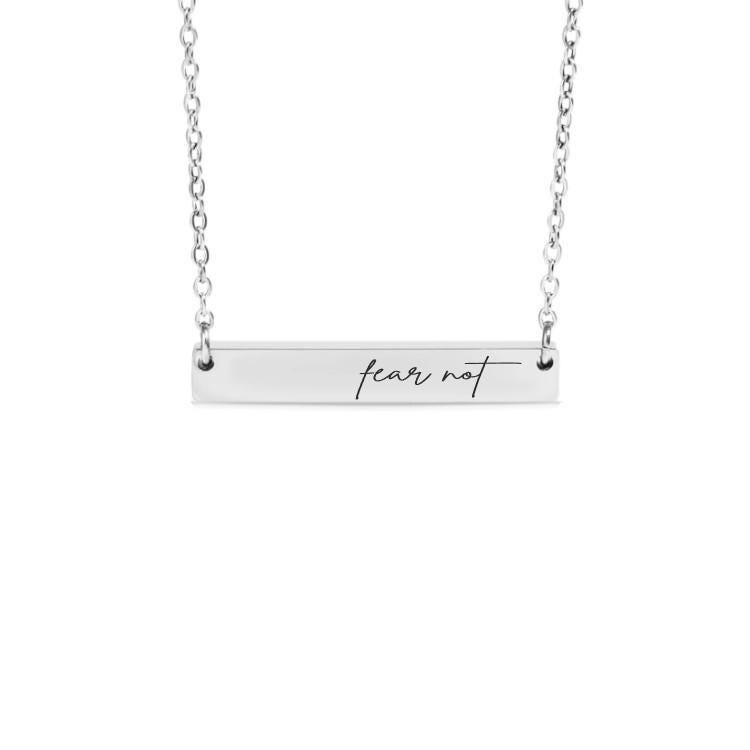Fear Not Bar Necklace or Keychain – Christian Encouragement Gift – Engraved Faith Jewelry – Daily Reminder of Courage and Trust