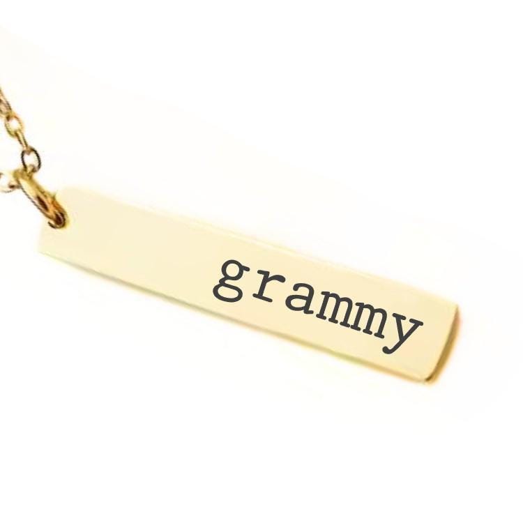 Grammy Bar Necklace – Custom Name or Date Engraved – Gold, Silver, or Stainless Steel – Gift for Grandma or Grammy