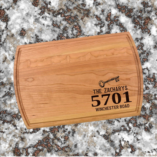 Personalized Address With Key Cutting Board | New House Charcuterie Board | Custom Address Serving Tray | Personalized Housewarming Gift