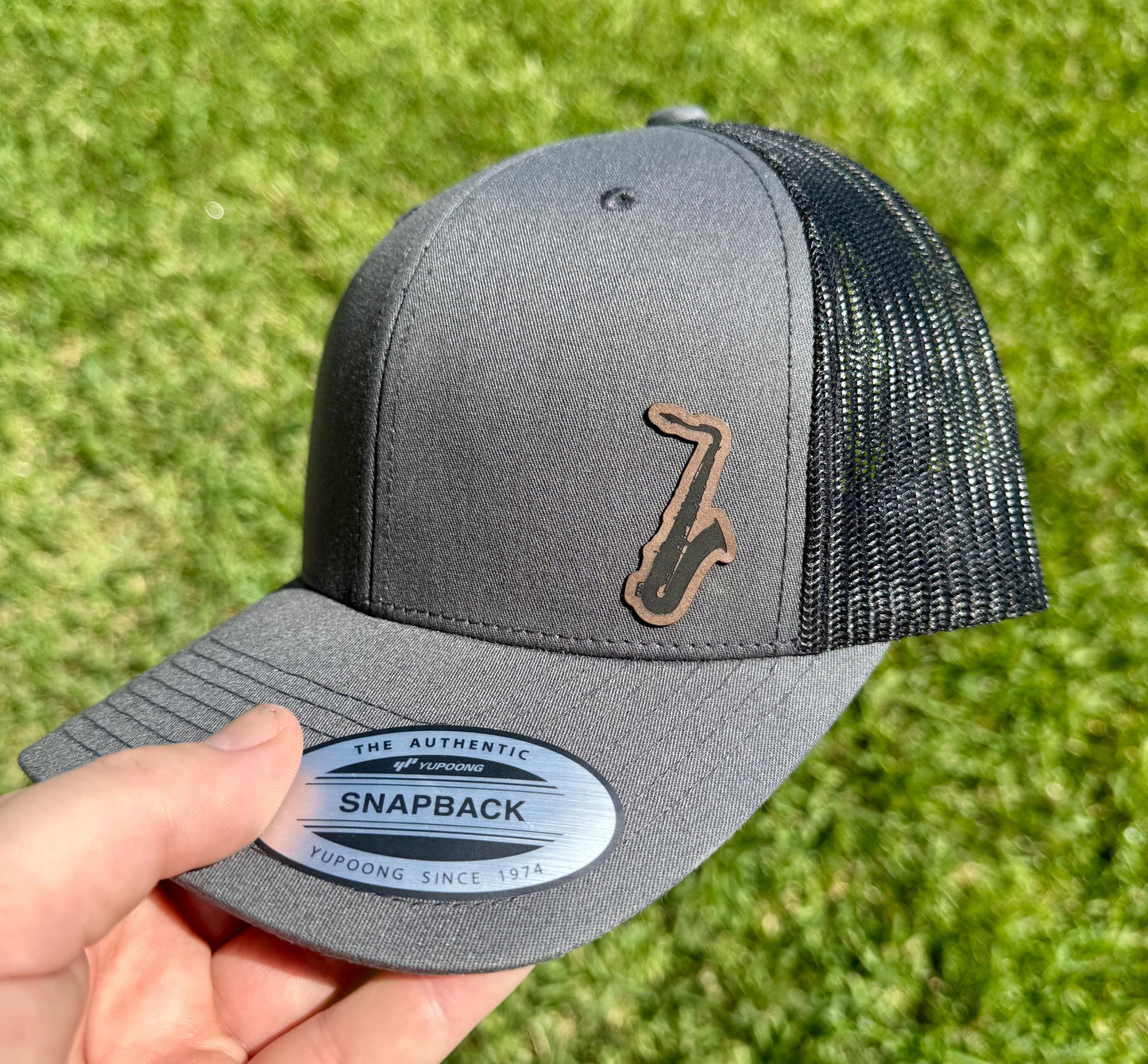 Saxophone Hat – Snapback Trucker Hat with Patch – Jazz Musician Gift – Sax Player Cap – Music Lover Hat – Band Director Gift