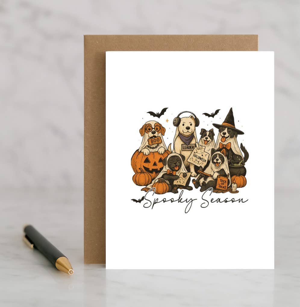 Spooky Season Dogs Card – Cute Halloween Dog Greeting Funny