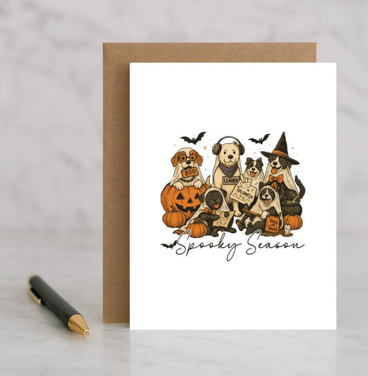 Spooky Season Dogs Card – Cute Halloween Dog Greeting Funny