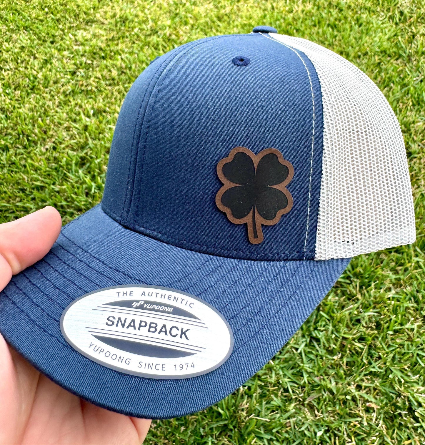 Four Leaf Clover Hat – Snapback Trucker Hat with Engraved Lucky Clover Patch, St. Patrick’s Day Gift, Irish Pride Lucky Cap