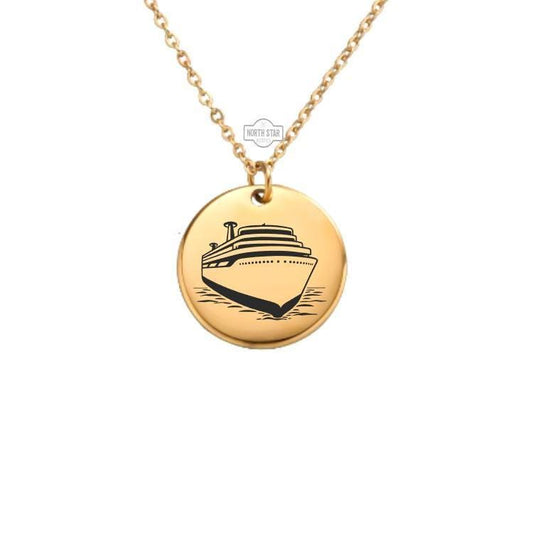 Cruise Ship Necklace – Gold or Silver Nautical Charm – Personalized Travel Lover Gift – Ocean Jewelry – Keychain Available