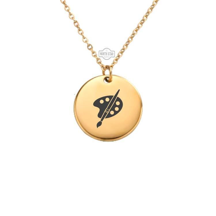 Artist Palette Necklace or Keychain – Creative Gift for Her or Him, Personalized Art Jewelry in Gold or Silver - Painter Gift