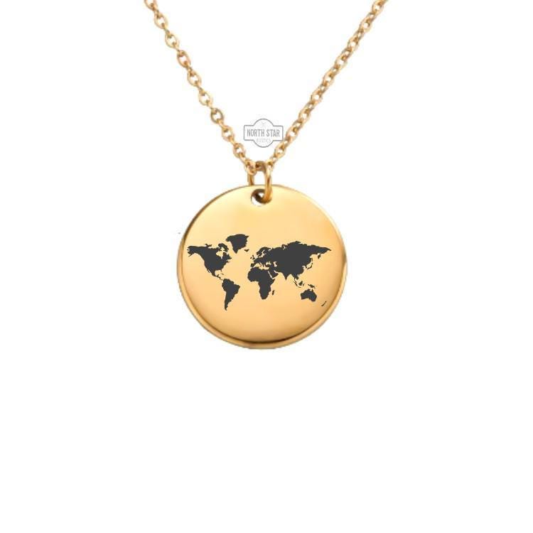 World Map Necklace – Gold or Silver Travel Charm – Personalized Wanderlust Gift – Globe Jewelry for Adventurers – Keychain Available