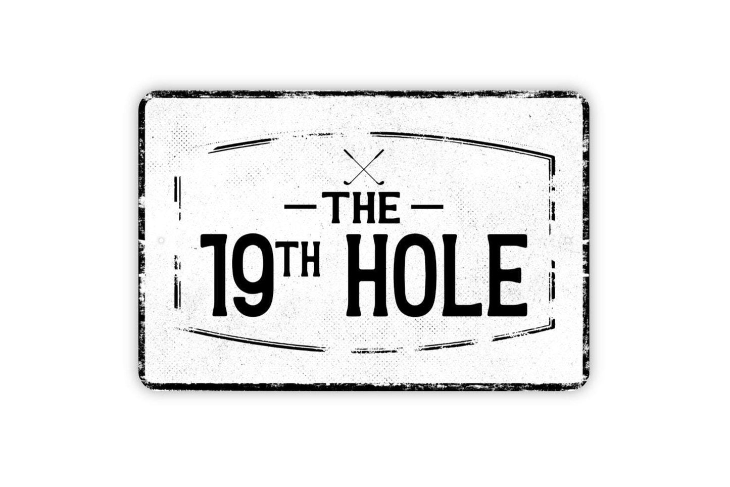 The 19th Hole Sign - Golf Clubhouse Metal Wall Art - Vinyl Sticker Decal Novelty Gift