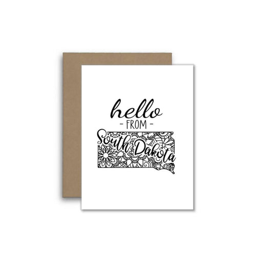 Hello from South Dakota – Boho Mandala State Outline Card