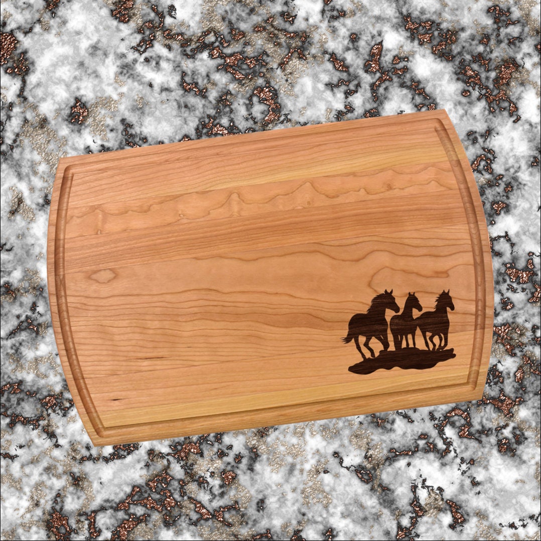 Horses Running Cutting Board | Equestrian Charcuterie Board | Custom Serving Tray | Personalized Ranch Farmer Gift | Party Tray Gift
