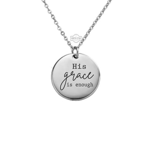 His Grace Is Enough Necklace or Keychain – Personalized Christian Faith Gift in Gold or Silver, Encouraging Bible Verse Charm