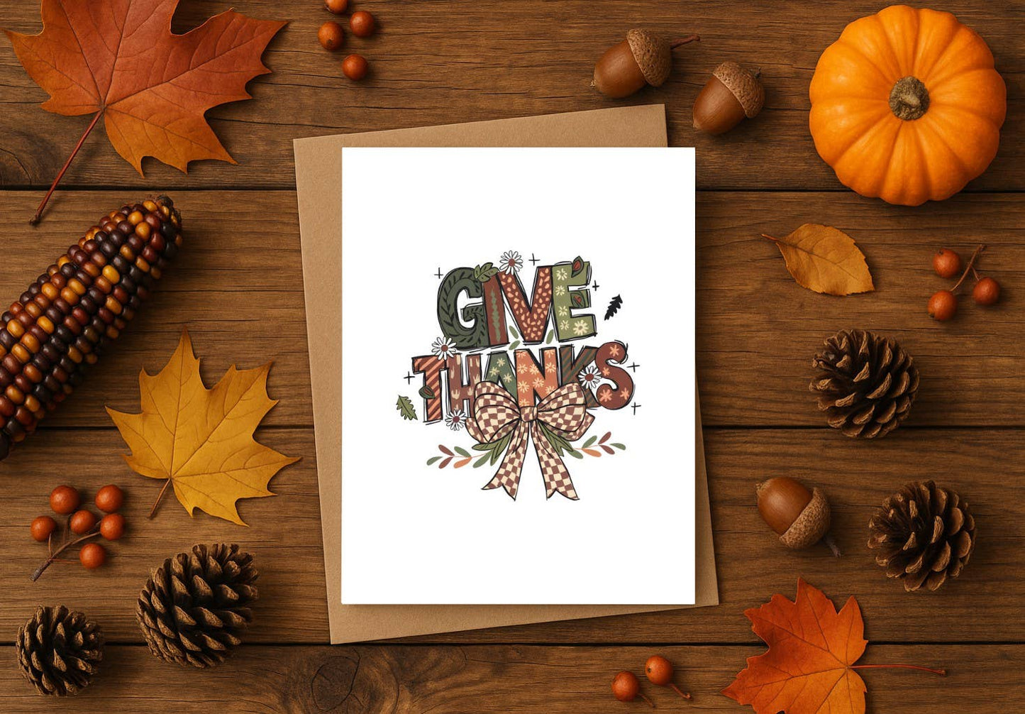 Give Thanks Card – Thanksgiving or Gratitude Greeting Card
